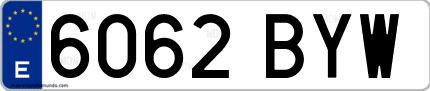 Ejemplo de matrícula de coche ordinaria 6062 BYW