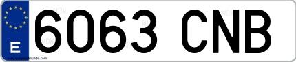 Ejemplo de matrícula española 6063 CNB
