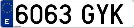 Ejemplo de matrícula española 6063 GYK
