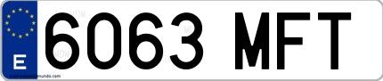 Ejemplo de matrícula española 6063 MFT