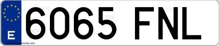 Ejemplo de matrícula española 6065 FNL