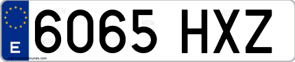 Ejemplo de matrícula de coche ordinaria 6065 HXZ