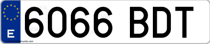 Ejemplo de matrícula de coche ordinaria 6066 BDT