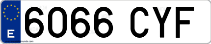 Ejemplo de matrícula de coche ordinaria 6066 CYF