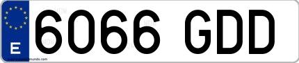 Ejemplo de matrícula de coche ordinaria 6066 GDD