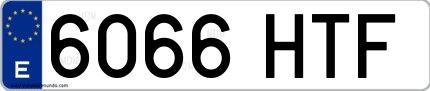Ejemplo de matrícula española 6066 HTF