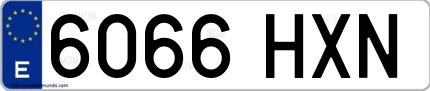 Ejemplo de matrícula española 6066 HXN