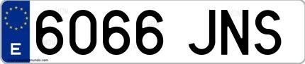 Ejemplo de matrícula española 6066 JNS