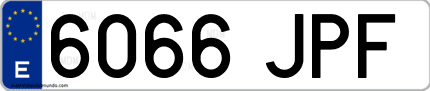 Ejemplo de matrícula de coche ordinaria 6066 JPF