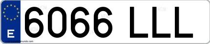 Ejemplo de matrícula española 6066 LLL