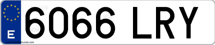 Ejemplo de matrícula de coche ordinaria 6066 LRY