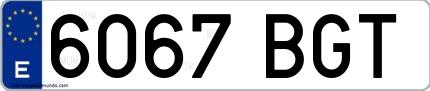 Ejemplo de matrícula española 6067 BGT