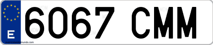 Ejemplo de matrícula de coche ordinaria 6067 CMM