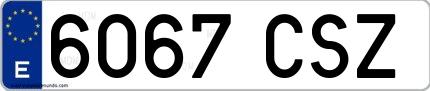 Ejemplo de matrícula española 6067 CSZ
