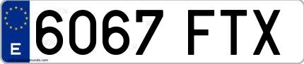 Ejemplo de matrícula española 6067 FTX
