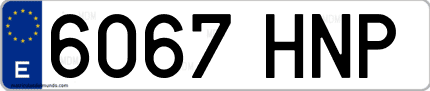 Ejemplo de matrícula de coche ordinaria 6067 HNP