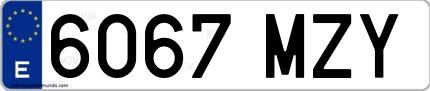 Ejemplo de matrícula española 6067 MZY