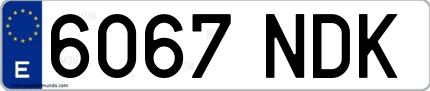 Ejemplo de matrícula española 6067 NDK