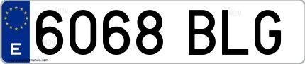 Ejemplo de matrícula española 6068 BLG