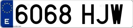 Ejemplo de matrícula de coche ordinaria 6068 HJW