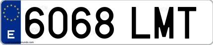 Ejemplo de matrícula española 6068 LMT