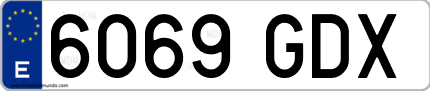Ejemplo de matrícula de coche ordinaria 6069 GDX