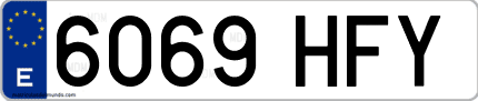 Ejemplo de matrícula de coche ordinaria 6069 HFY