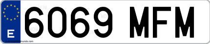 Ejemplo de matrícula de coche ordinaria 6069 MFM