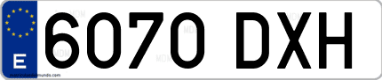 Ejemplo de matrícula de coche ordinaria 6070 DXH