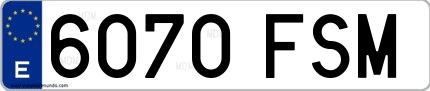Ejemplo de matrícula española 6070 FSM