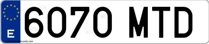 Ejemplo de matrícula española 6070 MTD