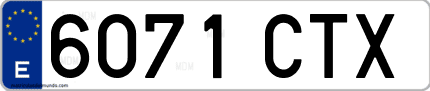 Ejemplo de matrícula de coche ordinaria 6071 CTX