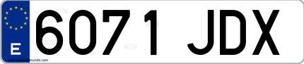 Ejemplo de matrícula española 6071 JDX