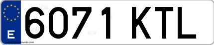 Ejemplo de matrícula de coche ordinaria 6071 KTL