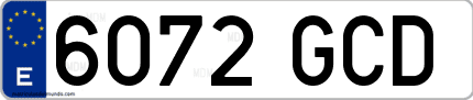 Ejemplo de matrícula de coche ordinaria 6072 GCD