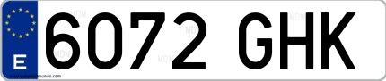 Ejemplo de matrícula española 6072 GHK