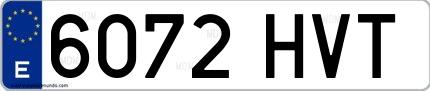 Ejemplo de matrícula española 6072 HVT
