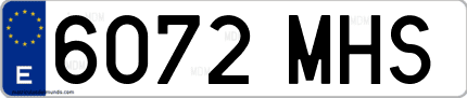 Ejemplo de matrícula de coche ordinaria 6072 MHS