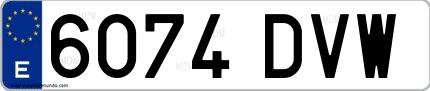 Ejemplo de matrícula española 6074 DVW