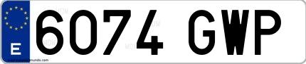 Ejemplo de matrícula española 6074 GWP