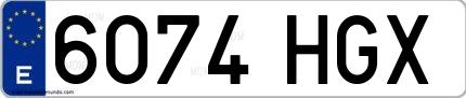 Ejemplo de matrícula española 6074 HGX