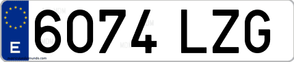 Ejemplo de matrícula de coche ordinaria 6074 LZG