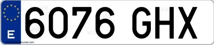 Ejemplo de matrícula española 6076 GHX