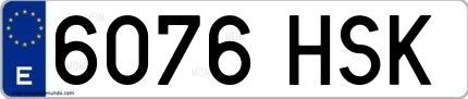 Ejemplo de matrícula española 6076 HSK