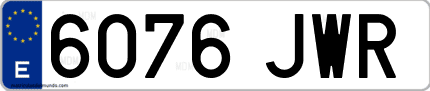 Ejemplo de matrícula de coche ordinaria 6076 JWR