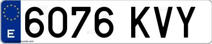 Ejemplo de matrícula española 6076 KVY