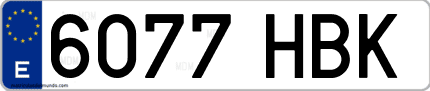 Ejemplo de matrícula de coche ordinaria 6077 HBK