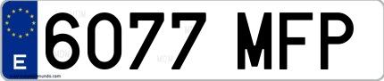 Ejemplo de matrícula española 6077 MFP