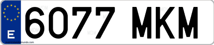 Ejemplo de matrícula de coche ordinaria 6077 MKM