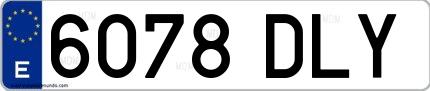 Ejemplo de matrícula española 6078 DLY